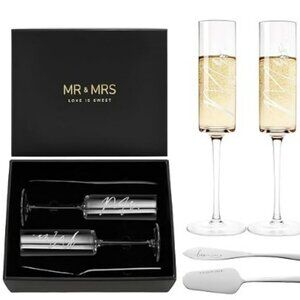 Mr Mrs Champagne Flutes Toasting Glasses,